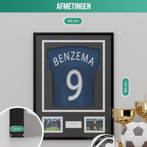 Ramka 3D na koszulkę piłkarską Avalo, 60x80 cm, czarna, ochrona UV