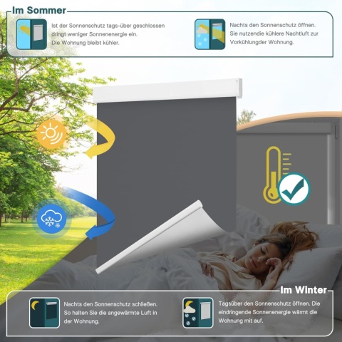 Rolety elektryczne DENFOON zasilane energią słoneczną