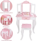 Różowa dziecięca toaletka księżniczki z składanym lustrem, taboretem, szufladą