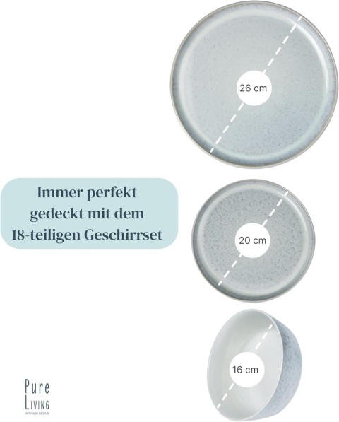 Serwis Obiadowy na 6 osób BEIGE 18 el Zastawa komplet talerzy do zmywarki