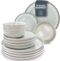 Serwis Obiadowy na 6 osób BEIGE 18 el Zastawa komplet talerzy do zmywarki