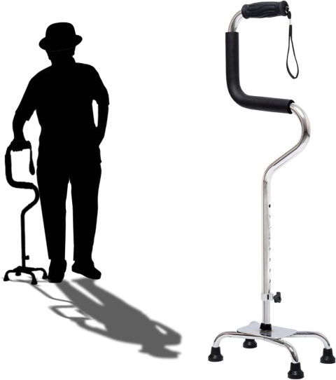 Srebrna laska z uchwytem czteronożna aluminium regulowane nóżki i wysokość