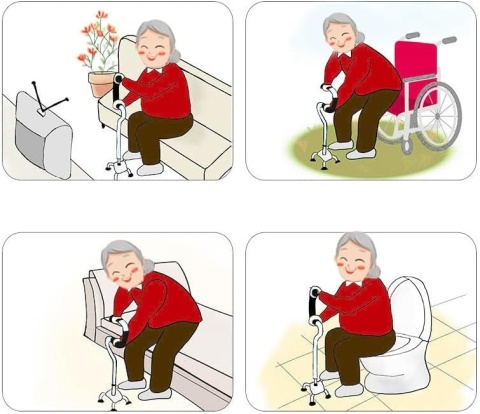 Srebrna laska z uchwytem czteronożna aluminium regulowane nóżki i wysokość