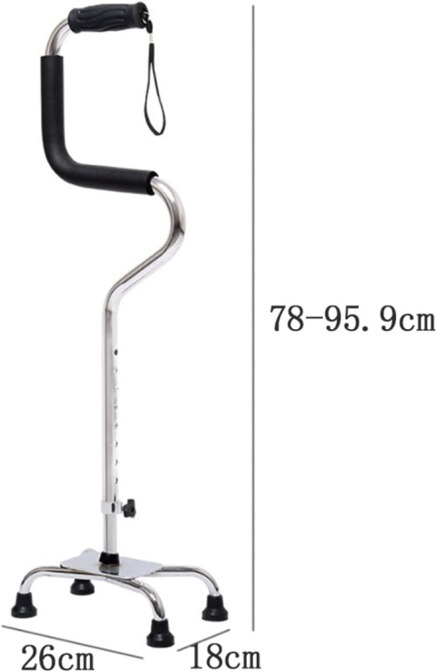 Srebrna laska z uchwytem czteronożna aluminium regulowane nóżki i wysokość