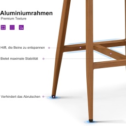 Stołek Barowy – Zestaw 2 sztuk z aluminiową ramą i rattanowym wykończeniem