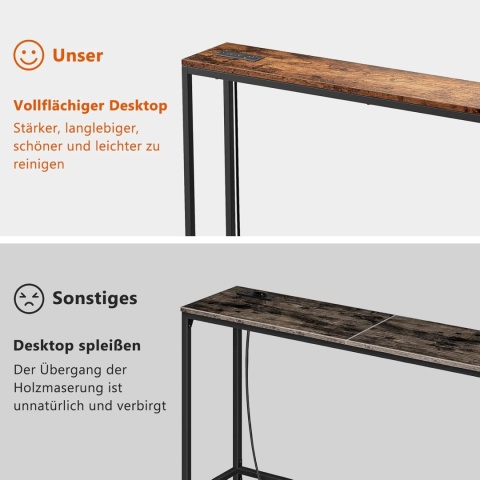 Wąska konsola z gniazdem i portem USB, stolik pomocniczy, zestaw 2 sztuki