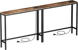 Wąska konsola z gniazdem i portem USB, stolik pomocniczy, zestaw 2 sztuki