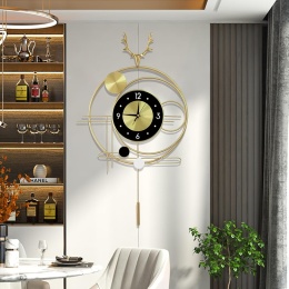 Zegar ścienny, metal, 70 cm, złoty