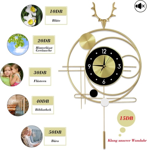 Zegar ścienny, metal, 70 cm, złoty