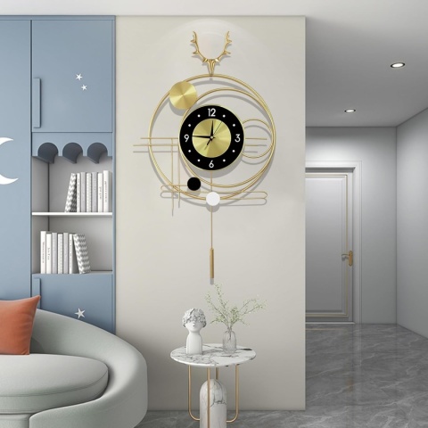 Zegar ścienny, metal, 70 cm, złoty
