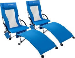 Zestaw 2 składanych krzeseł plażowych do 120 kg z wysokim oparciem WKFAMOUT
