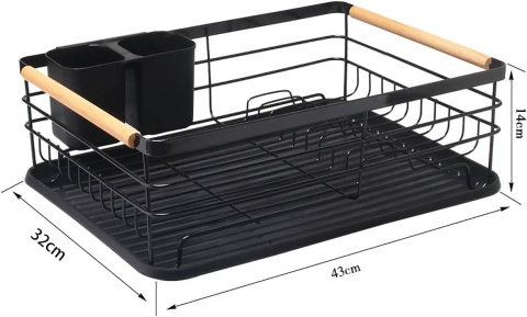 COVAODQ Ociekacz kuchenny , 43 × 32 × 16 cm (czarny) COVAODQ Ociekacz kuchenny , 43 × 32 × 16 cm (czarny)