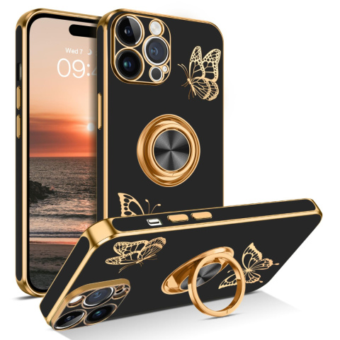 Etui GUAGUA na iPhone 14 Pro Max z pierścieniem 360 stopni ze stojakiem