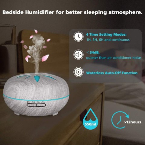 GeeRic dyfuzor zapachowy, 550 ml, nawilżacz powietrza, 7 kolorow LED GeeRic dyfuzor zapachowy, 550 ml, nawilżacz powietrza, 7 kolorow LED