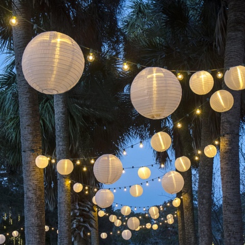 Jangostor 20 białych papierowych lampionów, 15, 20, 25, 30 cm