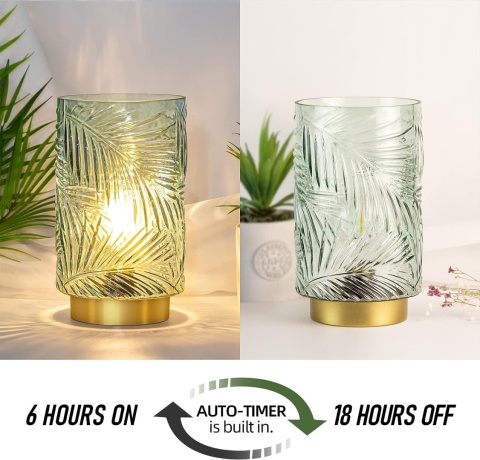 Lampa stołowa nocna zielona 21cm z timerem, bezprzewodowa z żarówka