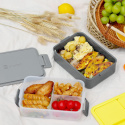 Linoroso Pudełko śniadaniowe z 3 przegródkami Bento- szary lunch box