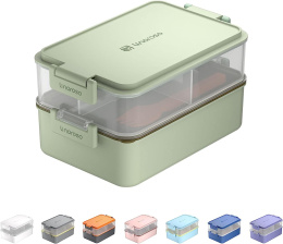 Linoroso Pudełko śniadaniowe z 3 przegródkami Bento- zielony lunch box