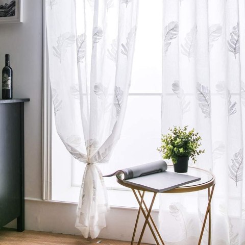 MIULEE 2 przezroczyste haftowane zasłony okienne, 140 x 145 cm MIULEE 2 przezroczyste haftowane zasłony okienne, 140 x 145 cm