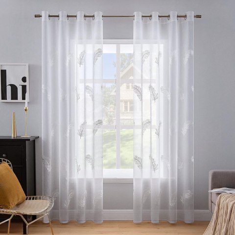 MIULEE 2 przezroczyste haftowane zasłony okienne, 140 x 145 cm MIULEE 2 przezroczyste haftowane zasłony okienne, 140 x 145 cm