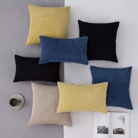 MIULEE Ozdobne poszewki na poduszki ze sztruksu,65 x 65cm, 2 szt czarne MIULEE Ozdobne poszewki na poduszki ze sztruksu,65 x 65cm, 2 szt czarne