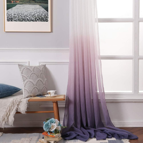 MIULEE Sheer Zasłona z woalu, cieniowana 225 x 140 cm fioletowa, 2 szt MIULEE Sheer Zasłona z woalu, cieniowana 225 x 140 cm fioletowa, 2 szt