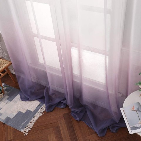 MIULEE Sheer Zasłona z woalu, cieniowana 225 x 140 cm fioletowa, 2 szt MIULEE Sheer Zasłona z woalu, cieniowana 225 x 140 cm fioletowa, 2 szt