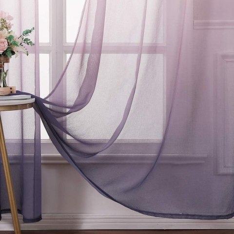 MIULEE Sheer Zasłona z woalu, cieniowana 225 x 140 cm fioletowa, 2 szt MIULEE Sheer Zasłona z woalu, cieniowana 225 x 140 cm fioletowa, 2 szt