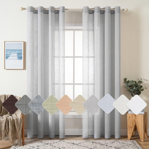 MIULEE Sheer zestaw 2 zasłon z woalu, zasłony lniane z oczkami, 140 x 175 MIULEE Sheer zestaw 2 zasłon z woalu, zasłony lniane z oczkami, 140 x 175