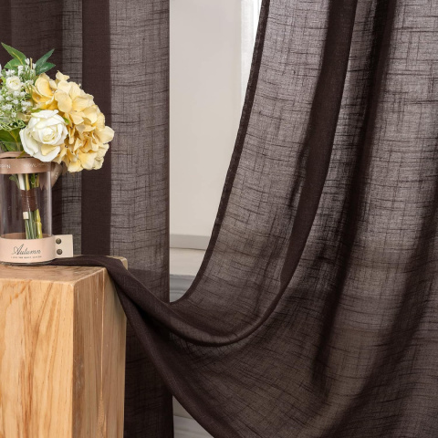 MIULEE Sheer zestaw 2 zasłon z woalu, zasłony lniane z oczkami 140 x 225 MIULEE Sheer zestaw 2 zasłon z woalu, zasłony lniane z oczkami 140 x 225