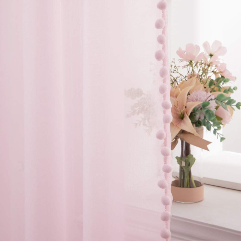 MIULEE Transparentne zasłony z woalu, z pomponami, 2 szt. 260 x 140 cm MIULEE Transparentne zasłony z woalu, z pomponami, 2 szt. 260 x 140 cm