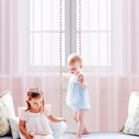 MIULEE Transparentne zasłony z woalu, z pomponami, 2 szt. 260 x 140 cm MIULEE Transparentne zasłony z woalu, z pomponami, 2 szt. 260 x 140 cm