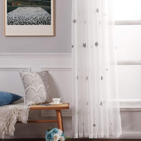MIULEE Zasłona Sheer zestaw 2 zasłon z woalu, 140 x 175 cm MIULEE Zasłona Sheer zestaw 2 zasłon z woalu, 140 x 175 cm