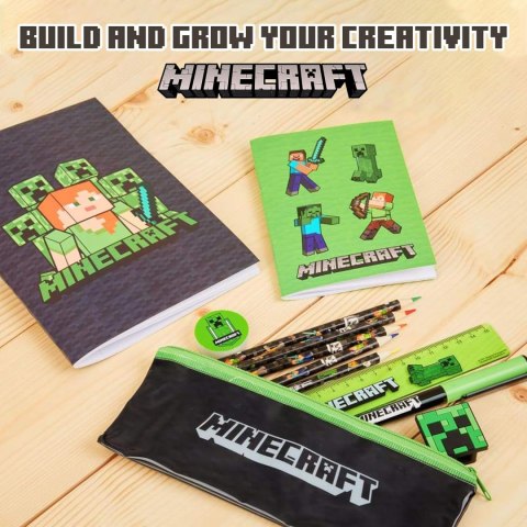 Minecraft Zestaw artykułów piśmienniczych, zeszyt, piórnik i inne Minecraft Zestaw artykułów piśmienniczych, zeszyt, piórnik i inne
