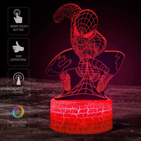 ONXE Lampka nocna 3D Superbohatera, Spiderman LED ONXE Lampka nocna 3D Superbohatera, Spiderman LED