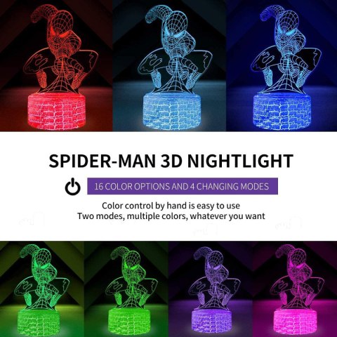 ONXE Lampka nocna 3D Superbohatera, Spiderman LED ONXE Lampka nocna 3D Superbohatera, Spiderman LED