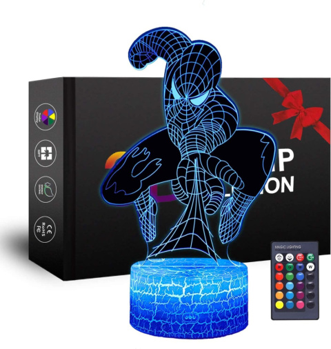 ONXE Lampka nocna 3D Superbohatera, Spiderman LED