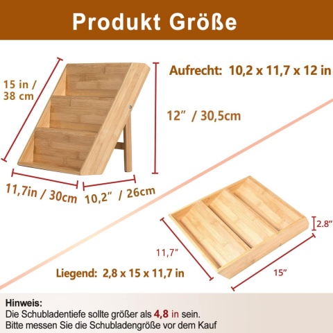 Organizer na przyprawy Drewniany z 3 półkami na przyprawy 38 x 30 cm