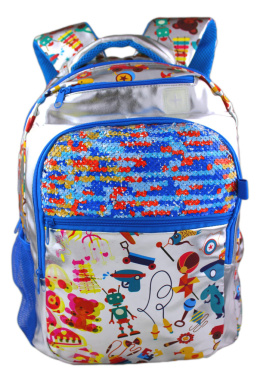 Plecak dzieciecy niebieski 42x30x12 cm szkolny z przedgodami