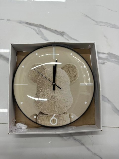 VAGHVEO Zegar ścienny 30 cm, bez odgłosów tykania, szkło HD - Misiek VAGHVEO Zegar ścienny 30 cm, bez odgłosów tykania, szkło HD - Misiek