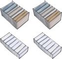 zestaw 4 sztuki składane organizery na ubrania do szafy dwa wymiary