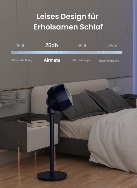 AIRMATE Wentylator stojący 25 dB, cichy, odległość nawiewu 26 m, 1600 m³/h