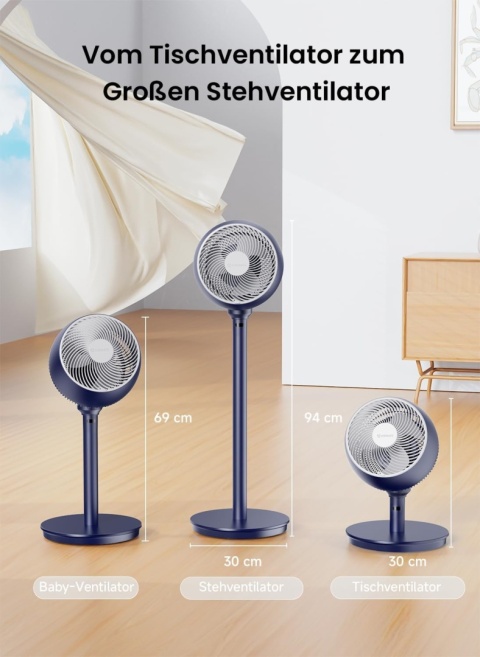 AIRMATE Wentylator stojący 25 dB, cichy, odległość nawiewu 26 m, 1600 m³/h