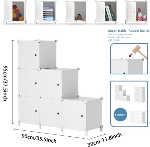 AWTATOS ORGANIZER MODUŁOWY regał do przechowywania 6-częściowy 6x30/30/30cm