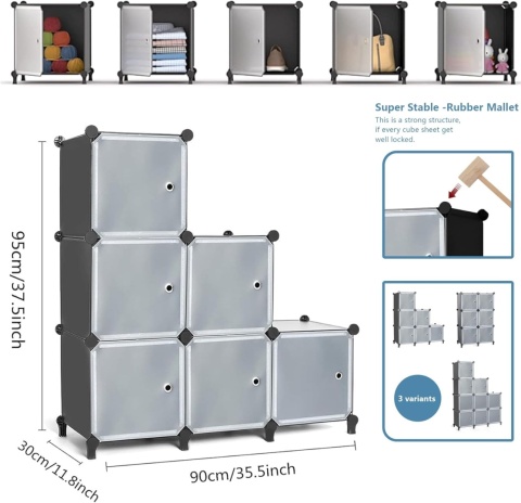 AWTATOS ORGANIZER MODUŁOWY regał do przechowywania 6-częściowy 6x30/30/30cm