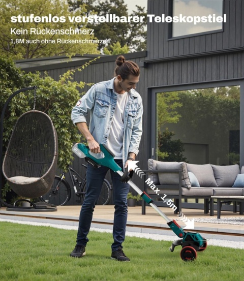 Akumulatorowa podkaszarka do trawy 3 w 1, kompatybilna z Makit 18 V