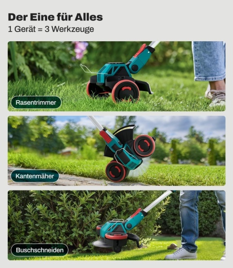 Akumulatorowa podkaszarka do trawy 3 w 1, kompatybilna z Makit 18 V