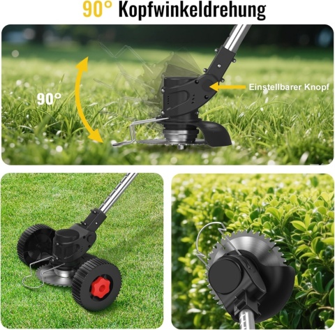 Akumulatorowa podkaszarka do trawy 600 W, z 2 x akumulatorem 4000 Ah, 21 V