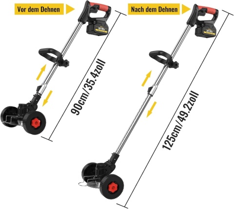 Akumulatorowa podkaszarka do trawy 600 W, z 2 x akumulatorem 4000 Ah, 21 V