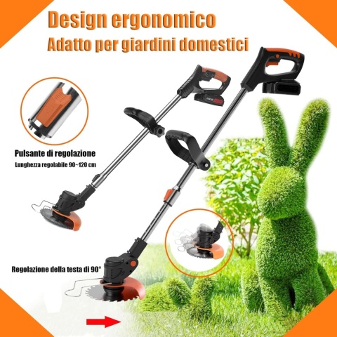 Akumulatorowa podkaszarka do trawy, z metalowym ostrzem, z 2 akumulatorami 21 V